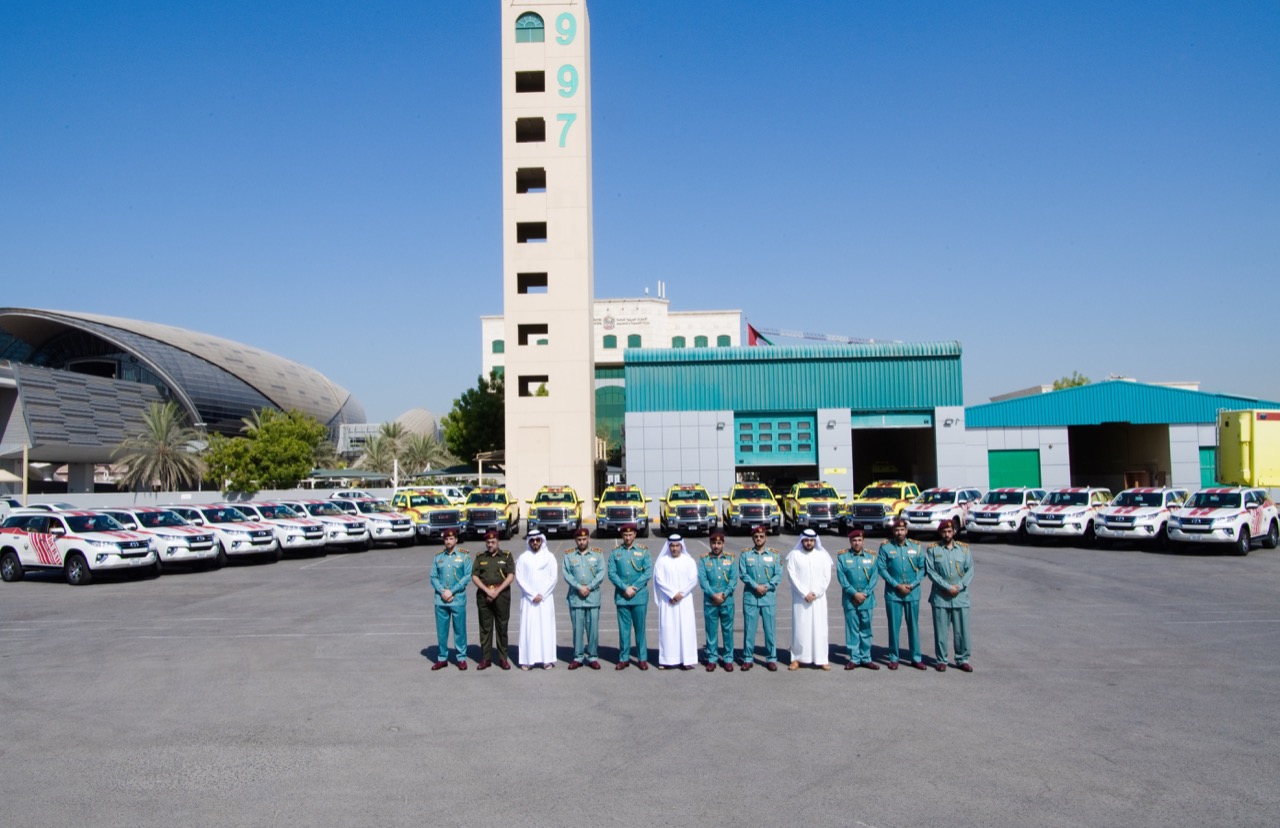 سيارات جديدة تنضم لأسطول مركبات الدفاع المدني بدبي الدفاع المدني دبي