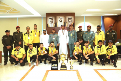 اللواء المطروشي يستقبل فريق الدفاع المدني الفائز ببطولة معهد دبي القضائي