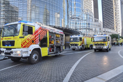 In preparation for the New Year&#039;s Eve celebrations Dubai Civil Defense conducts an evacuation drill in Burj Khalifa