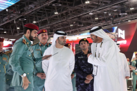 Sheikh Mansour's visit to the General Directorate of Civil Defense platform in Dubai during Intersec 2024.