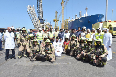 بمشاركة الشركاء الاستراتيجيين  الدفاع المدني بدبي ينفذ "التمرين الاستراتيجي للواجهة البحرية" في ميناء راشد