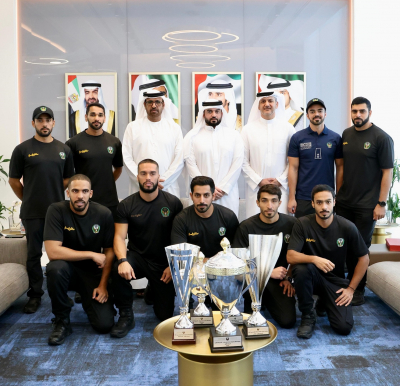 Lieutenant General Rashid Thani Al Matrooshi, Director General of Civil Defense in Dubai, hosted the Civil Defense Champions Team to commemorate their remarkable achievements in winning five significant sports titles in the year 2023